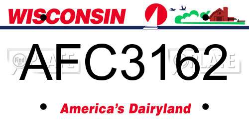 AFC3162 Wisconsin License Plate