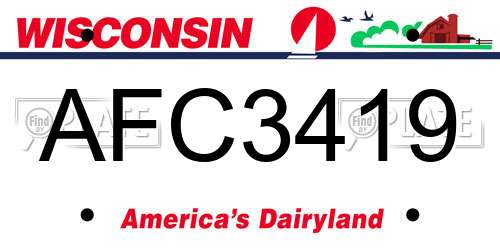 AFC3419 Wisconsin License Plate