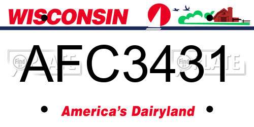 AFC3431 Wisconsin License Plate
