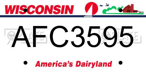 AFC3595 Wisconsin License Plate