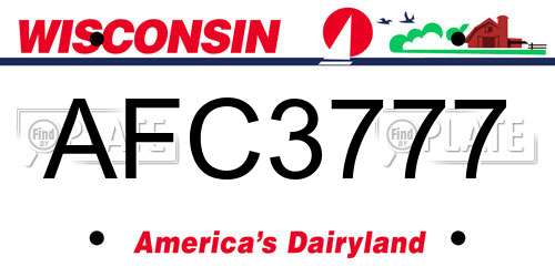 AFC3777 Wisconsin License Plate