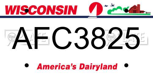 AFC3825 Wisconsin License Plate