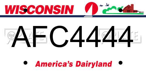 AFC4444 Wisconsin License Plate
