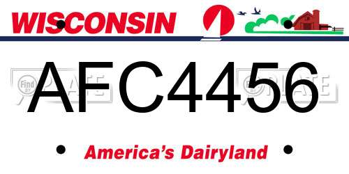 AFC4456 Wisconsin License Plate