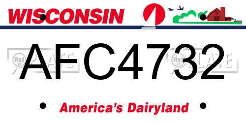AFC4732 Wisconsin License Plate