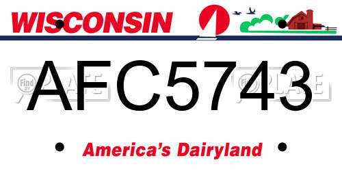 AFC5743 Wisconsin License Plate