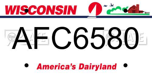 AFC6580 Wisconsin License Plate