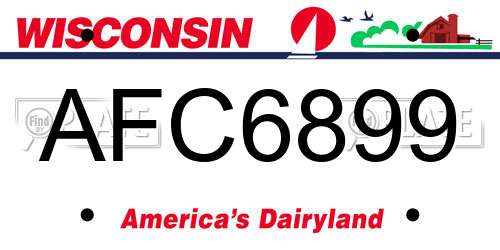 AFC6899 Wisconsin License Plate