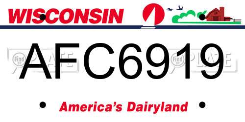 AFC6919 Wisconsin License Plate