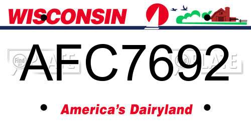 AFC7692 Wisconsin License Plate