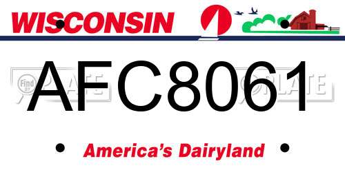 AFC8061 Wisconsin License Plate