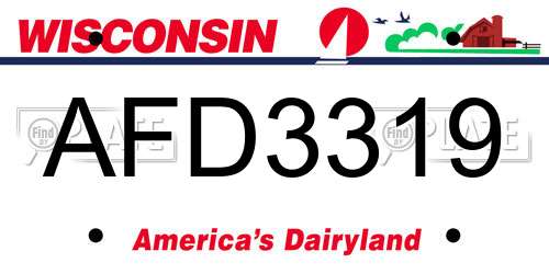 AFD3319 Wisconsin License Plate