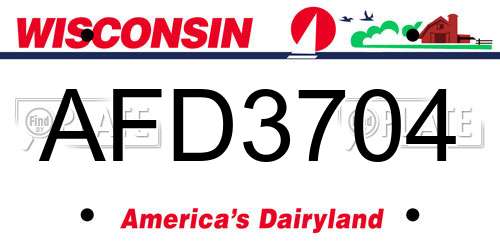 AFD3704 Wisconsin License Plate