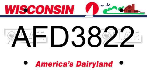 AFD3822 Wisconsin License Plate