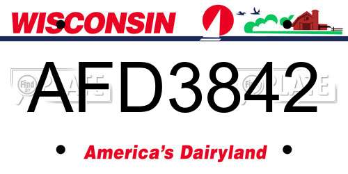 AFD3842 Wisconsin License Plate