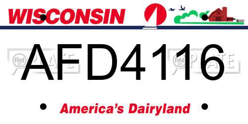 AFD4116 Wisconsin License Plate