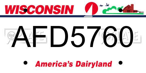 AFD5760 Wisconsin License Plate