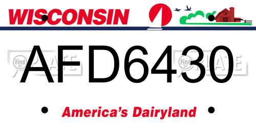 AFD6430 Wisconsin License Plate