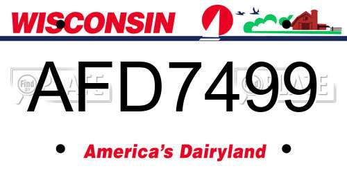 AFD7499 Wisconsin License Plate