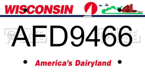 AFD9466 Wisconsin License Plate