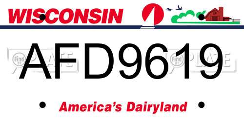 AFD9619 Wisconsin License Plate