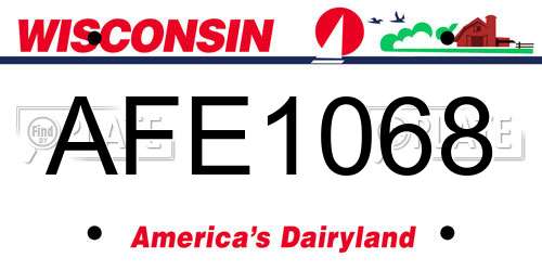 AFE1068 Wisconsin License Plate