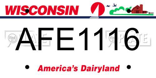 AFE1116 Wisconsin License Plate