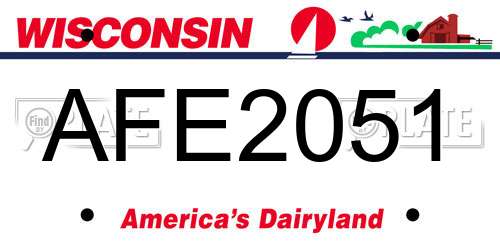 AFE2051 Wisconsin License Plate