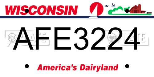 AFE3224 Wisconsin License Plate
