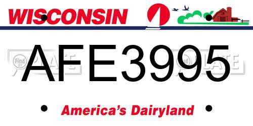 AFE3995 Wisconsin License Plate