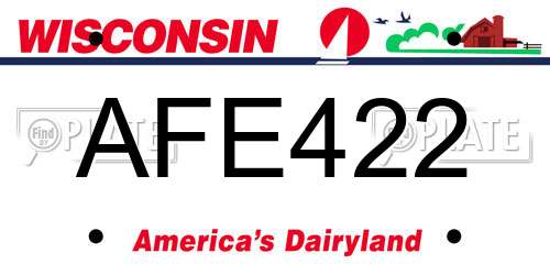 AFE422 Wisconsin License Plate