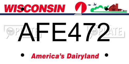 AFE472 Wisconsin License Plate