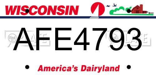 AFE4793 Wisconsin License Plate