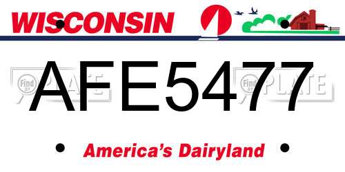 AFE5477 Wisconsin License Plate