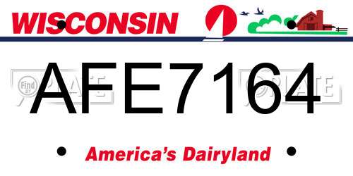 AFE7164 Wisconsin License Plate