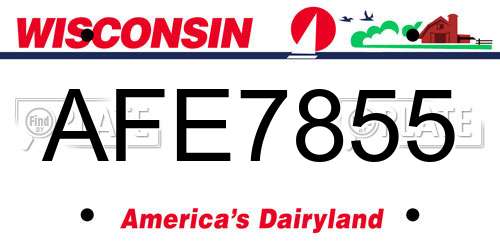 AFE7855 Wisconsin License Plate