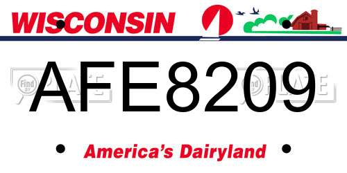 AFE8209 Wisconsin License Plate