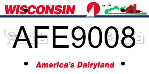 AFE9008 Wisconsin License Plate