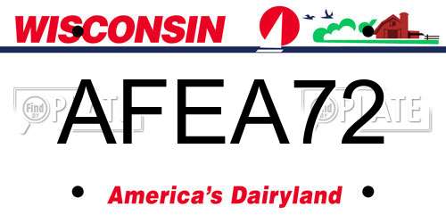 AFEA72 Wisconsin License Plate