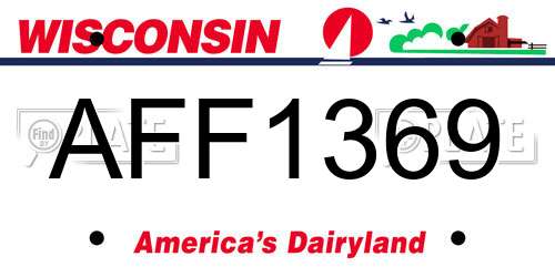 AFF1369 Wisconsin License Plate