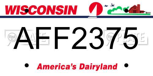 AFF2375 Wisconsin License Plate