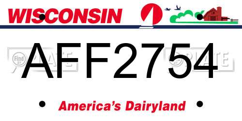 AFF2754 Wisconsin License Plate