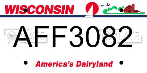 AFF3082 Wisconsin License Plate