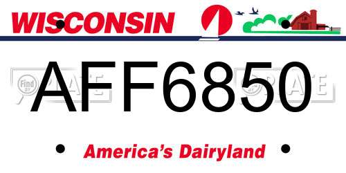 AFF6850 Wisconsin License Plate