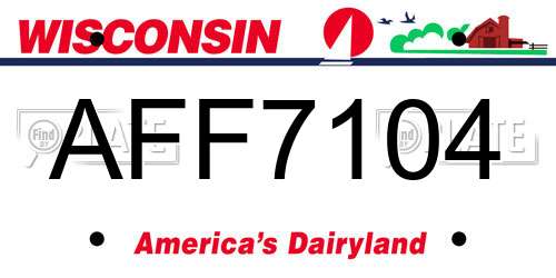 AFF7104 Wisconsin License Plate