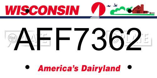 AFF7362 Wisconsin License Plate