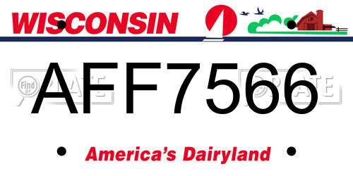 AFF7566 Wisconsin License Plate