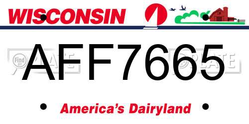 AFF7665 Wisconsin License Plate