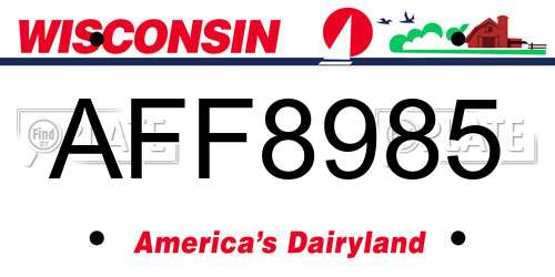 AFF8985 Wisconsin License Plate