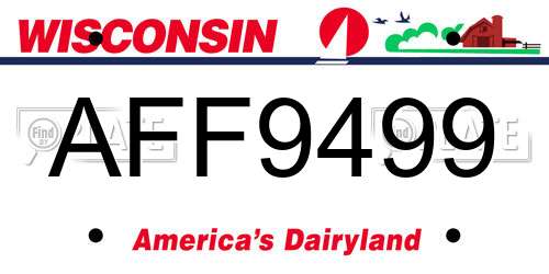 AFF9499 Wisconsin License Plate